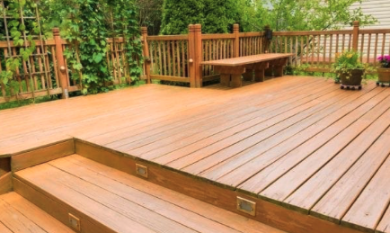 Multi-level wood deck installation in Chesterfield, VA