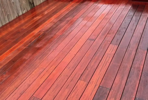 Refinished red mahogany deck boards in Henrico